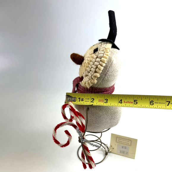 Vintage Snowman On A Spring With Candy Cane Christmas Winter Piece Sculpture - Picture 9 of 14